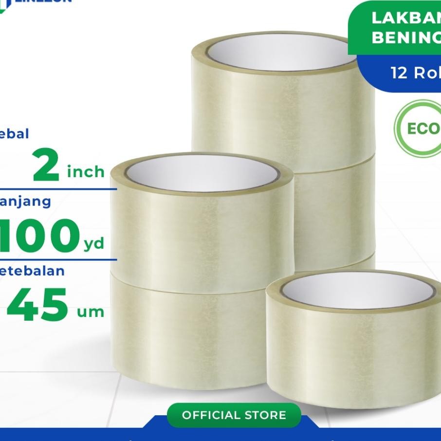 

12 Pcs Lakban Bening 48 Mm X 100Y Eco 75 Yard Ontape Lakban Isolatip Solatip Kualitas Nachi Daimaru Ter