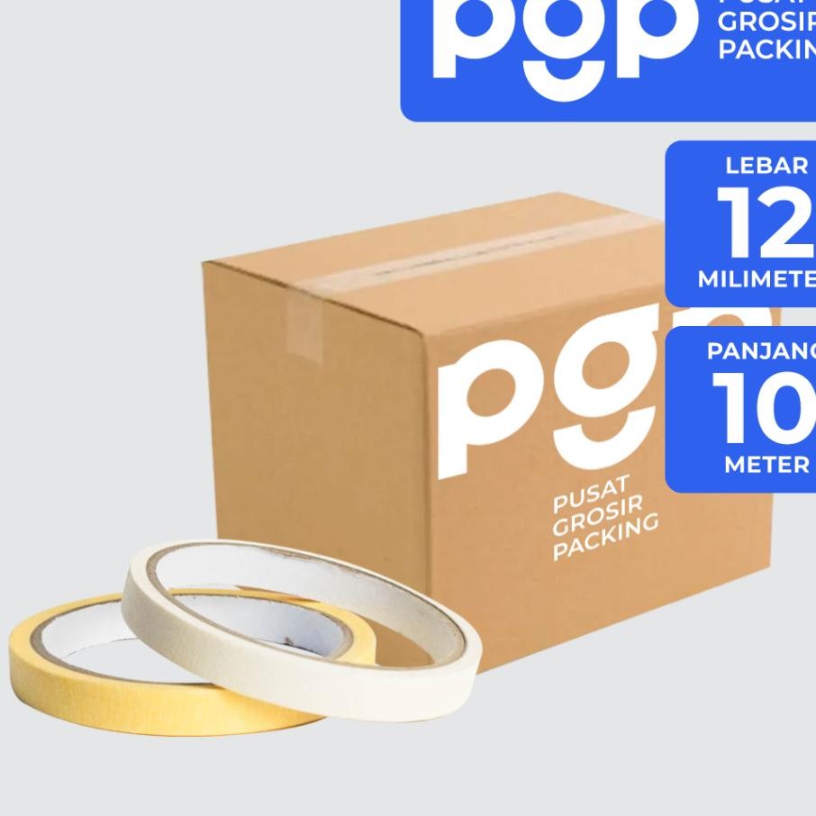 

Lakban Kertas Masking Tape Cream Kuning 12Mm X 10 Meter 1 Dus Isi 288 Pcsroll Lakban Berkualitas