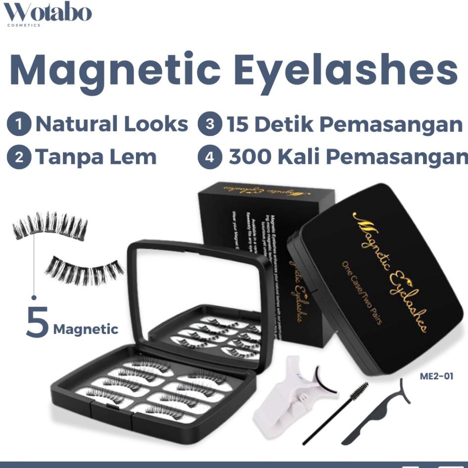 Wotabo Mata Tanpa Lem Eyelashes Magnetic Eyelashes 2 Style No Glue Eyelashes Mata Fake Eyelashes
