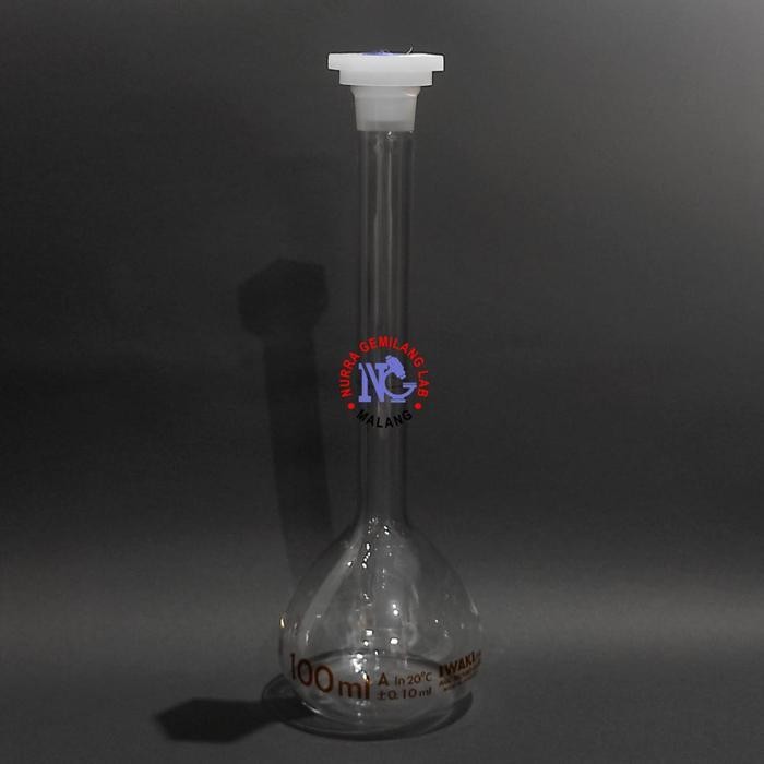 Volumetric Flask (Labu Ukur) 100Ml Merk Iwaki Pyrex Original Dan Terpercaya