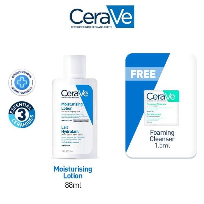 BEBAS ONGKIR - CeraVe Daily Moisturizing Lotion 88ml FREE Foaming Cleanser 1.5ml