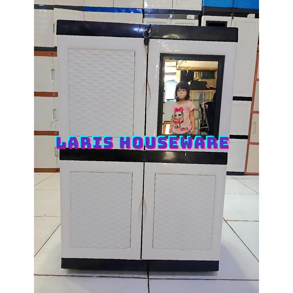 Lemari Plastik Lemari Pakaian Plastik Susun Kaca Kunci