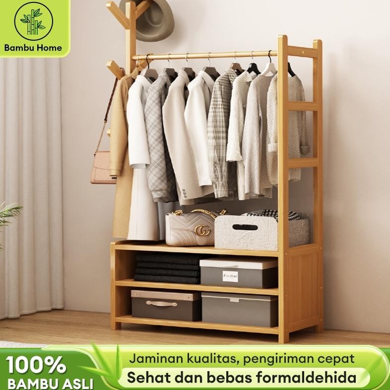 Rak Gantungan Baju Lemari Baju Kayu Lemari Baju Gantung Lemari Pakaian Multifungsi Bayi Estetik Lema