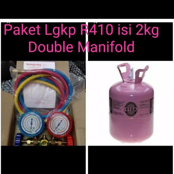 Paket Lengkap Isi Freon R410 Isi 2Kg Double Manifold R410A 410A Asli
