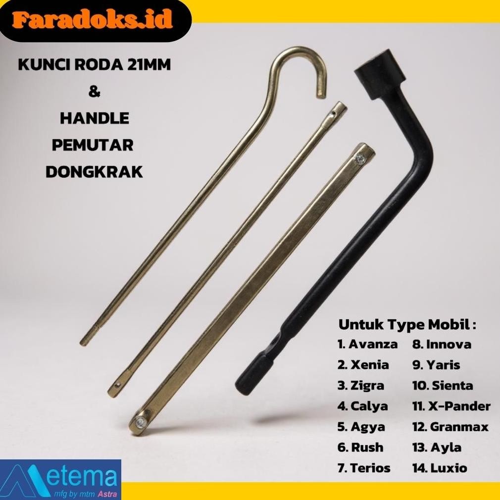 DB56>> PAKET KUNCI RODA MOBIL 21 MM/ TIRE WRENCH 21 MM & HANDLE DONGKRAK/ PEMUTAR DONGKRAK/ KUNCI BA