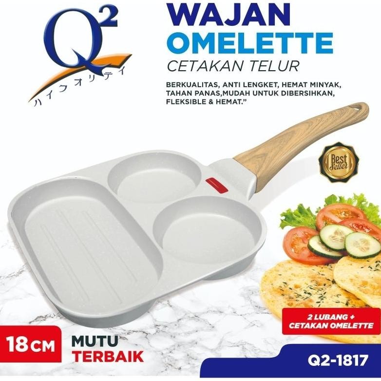 [Q2] Wajan Omelette Cetakan Telur Sekat 3 1817 | Teflon Anti Lengket Size 18CM