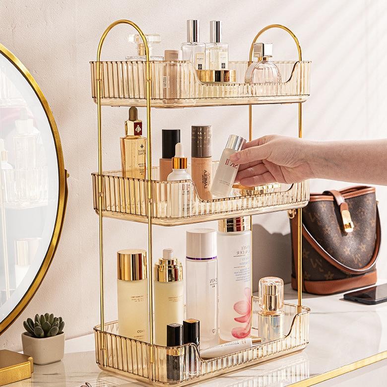 Cosmetic Rack Storage /  Rak Kosmetik Dua Tingkat/ Rak Kosmetik Tingkat Mewah / Tempat Penyimpanan K