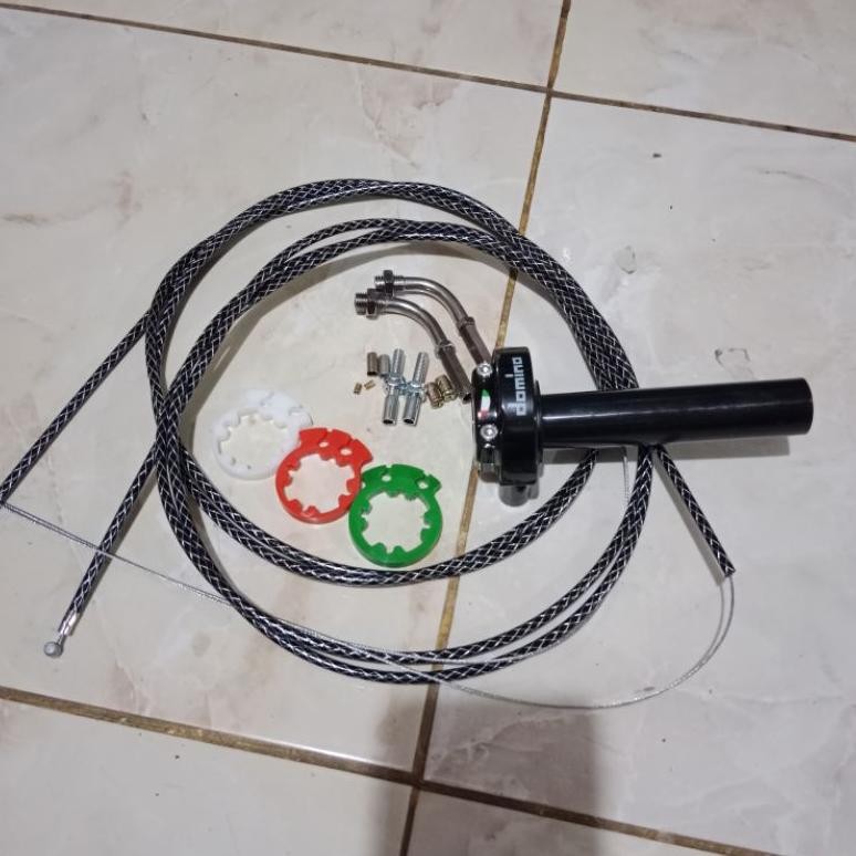 Termurah Gas Spontan  2 Kabel Serat Carbon Hitam Free L Gas Full Cnc Chrome Universal Semua Motor Je