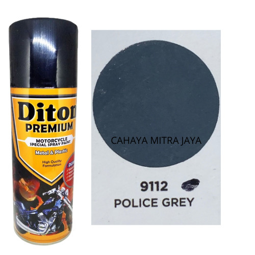 Pilox Diton Premium Police Grey 9112 Cat Semprot 400cc Warna Abu-Abu Glossy