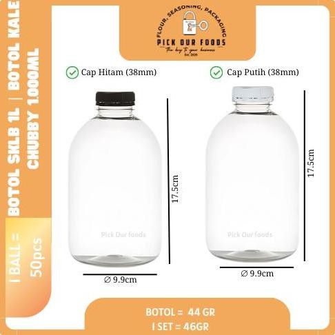 (Allthebest) Botol Kale Gendut 1L 44gr | Botol SKLB 1L | Botol Chubby 1L | Botol Kale Chubby 1L