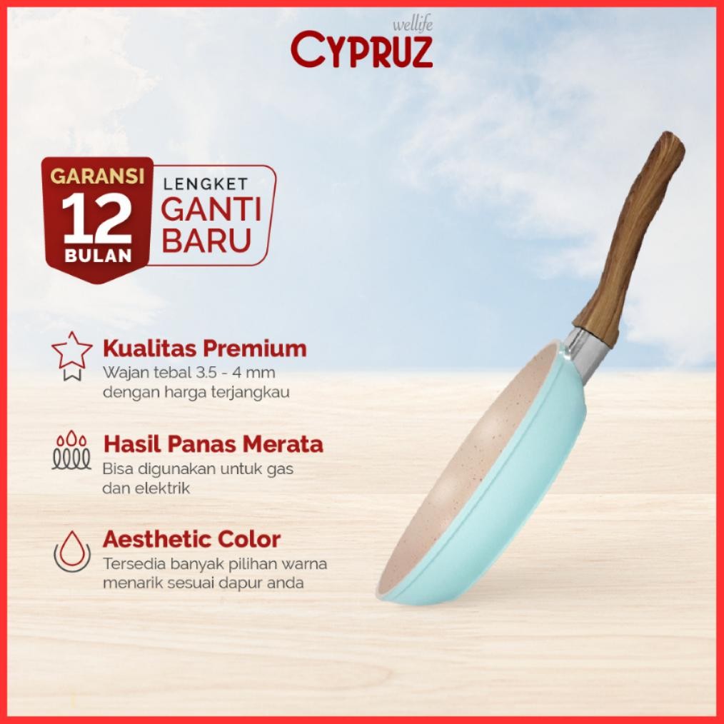 cypruz marble fry pan 16 cm FP-0692 teflon anti lengket wajan teflon wajan cyprus Soft Touch Handle