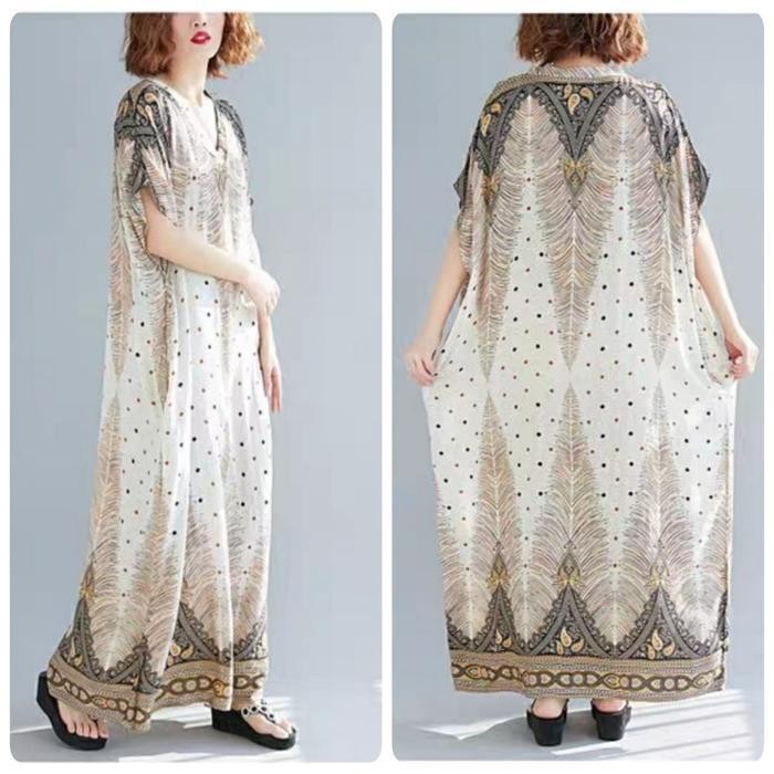 Dd Maxi Dress Homwear Import/Dress Busui/Long Dress Lengan Pendek Casual