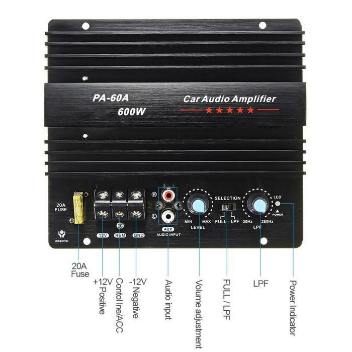 Car Audio Subwoofer Mono 600W PA-60A Amplifier Board Bass
