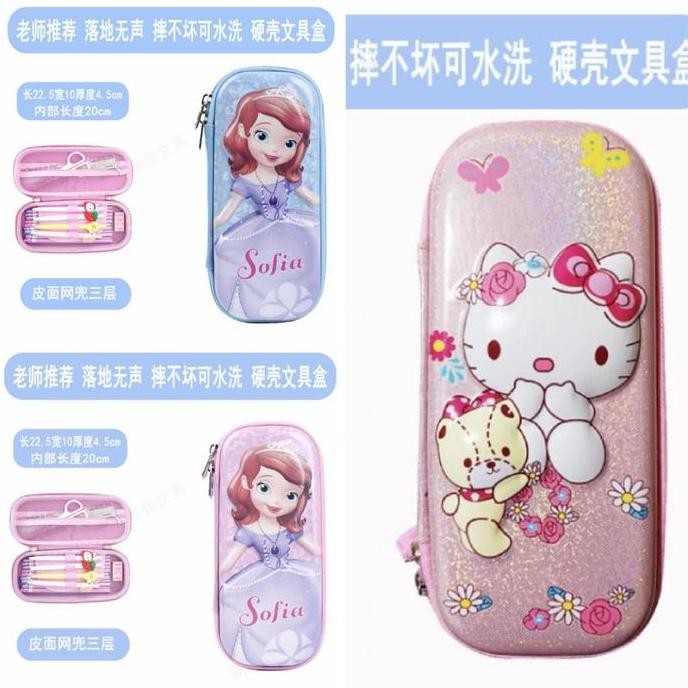 

Pencil Case Kotak Pensil 3D Anak Cewek Impor Hello Kitty, Sofia