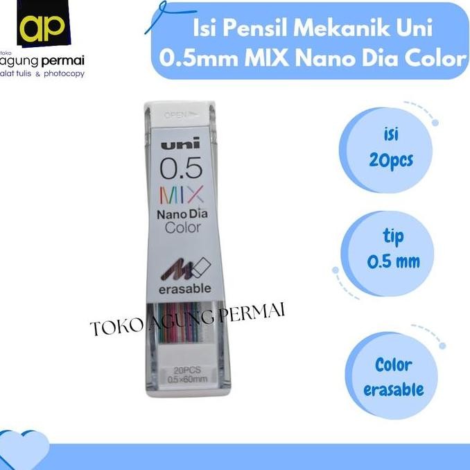 

Isi Pensil Mekanik Uni 0.5Mm Mix Nano Dia Color