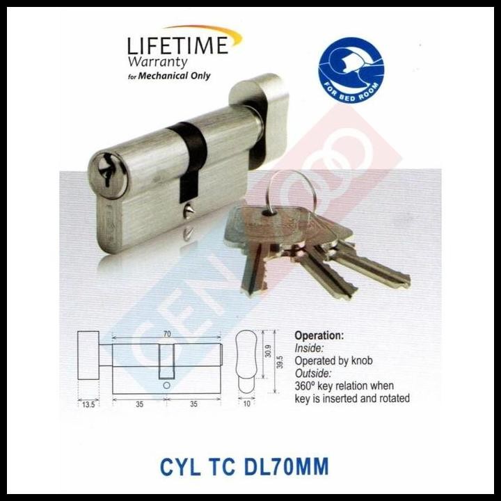 Silinder Kunci Knob Cylinder Dekkson TC DL 70 MM SN Kunci Dekkson 70