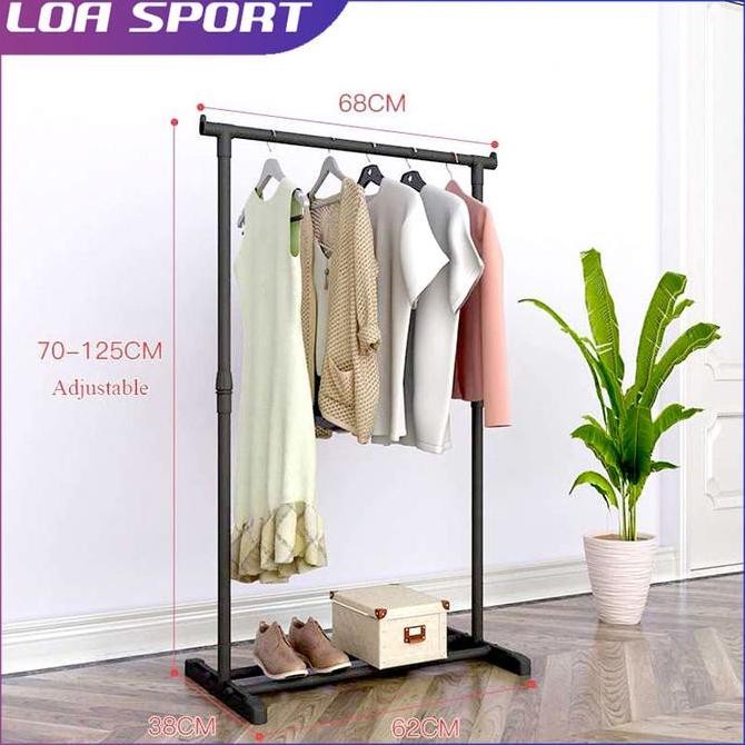 Rak Stand Baju Gantung Pipa Besi Adjustable Telescopic