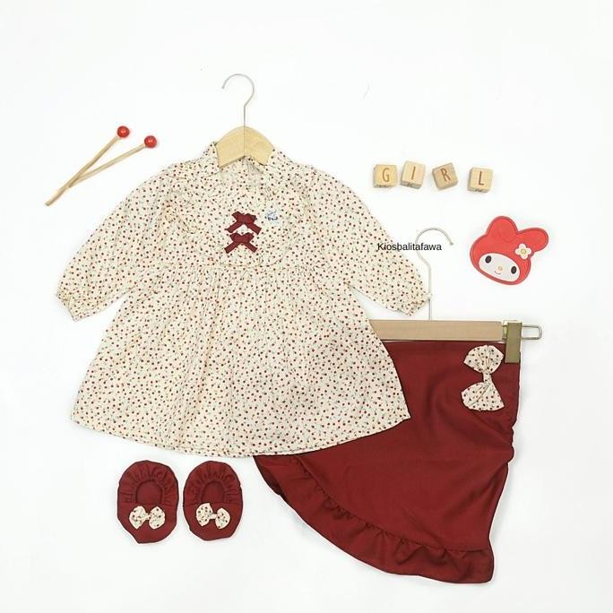 (SNI) GAMIS FLORA UK 0-12 BULAN BAYI PEREMPUAN / GRATIS JILBAB SEPATU DRESS DRES BAJU MUSLIM ANAK BA