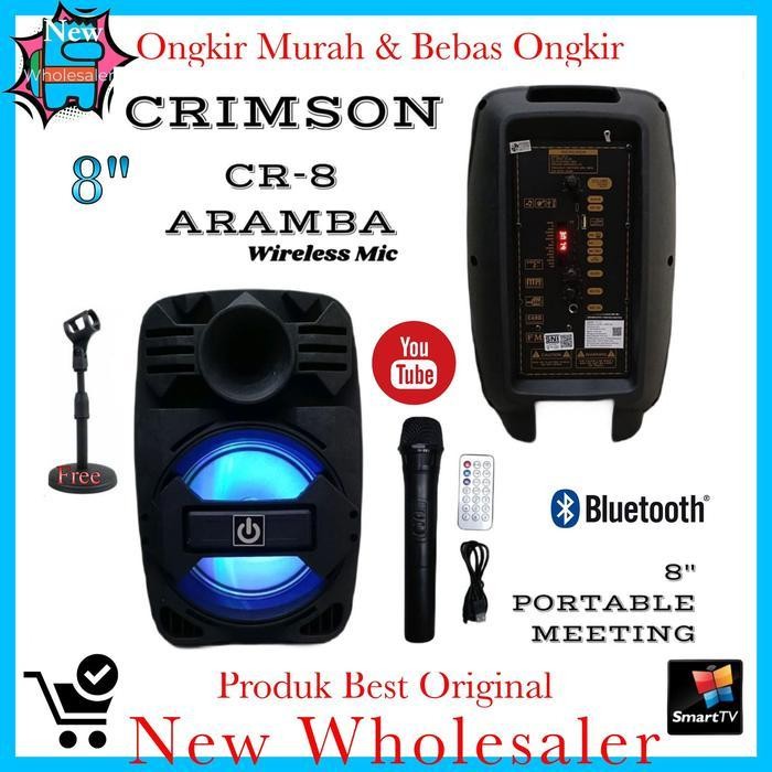 speaker aktif portable wireless 8 inch Crimson CR8 aramba original Terbaru Berkualitas