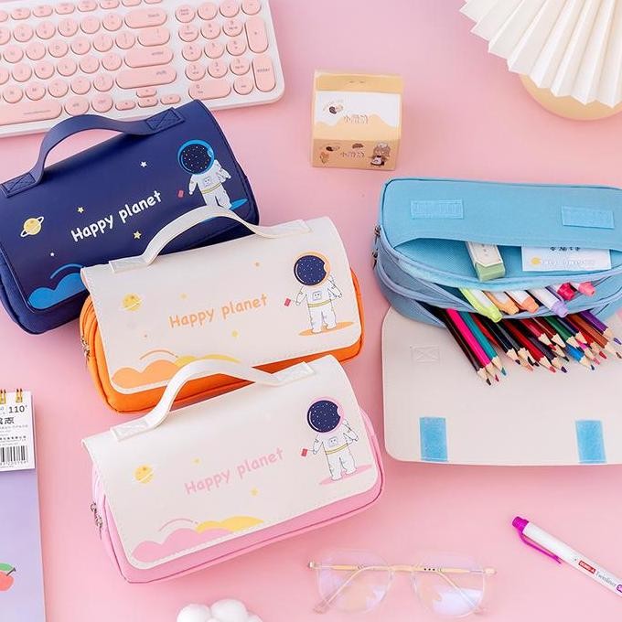 

Tas Pensil Kotak Pensil Pouch Alat Tulis Serbaguna Karakter Astronot - Stationery Sekolah
