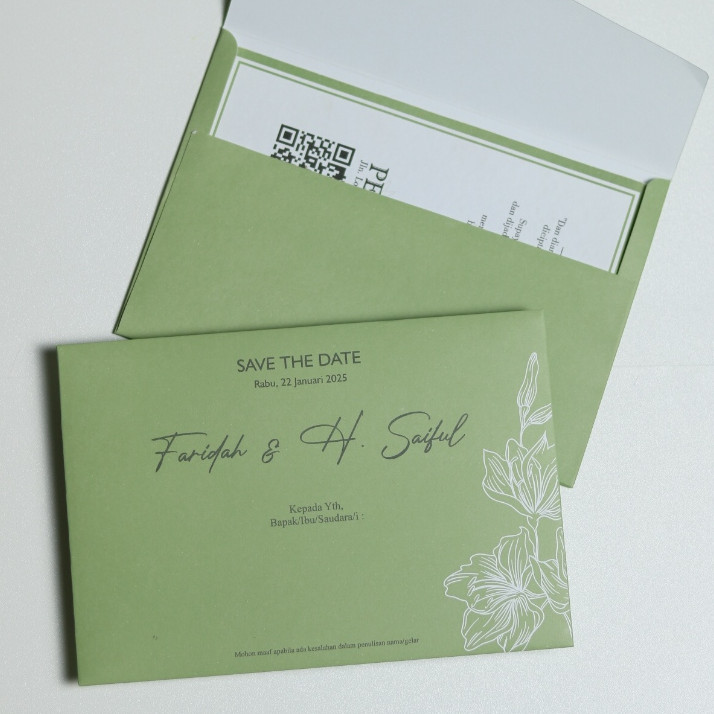 Undangan Pernikahan Simple Hardcover Murah / Undangan Aesthetic Hijau Sage