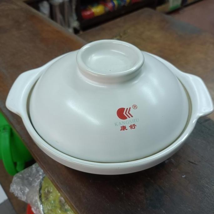 Mangkok Sapo keramik Ceper Putih Claypot Bowl Panci Sapo Tanah