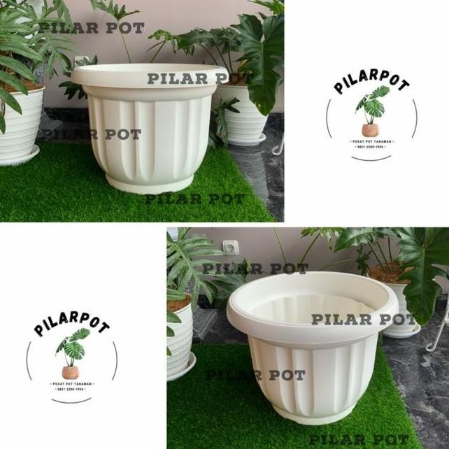 Pot Bunga Plastik Putih 50Cm Jumbo Putih