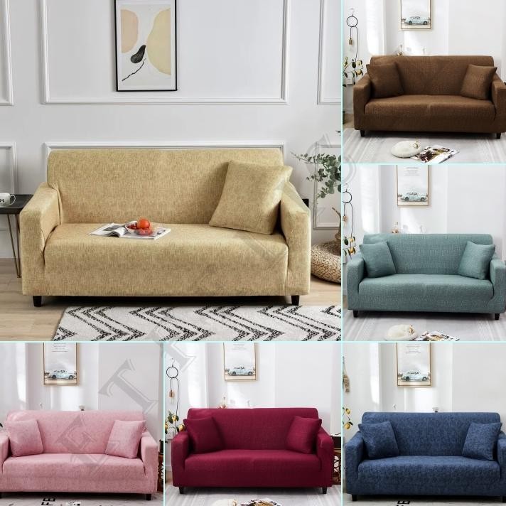 Etfelicel Elastic Sofa Cover Grid Sarung Sofa Kain Penutup Sofa Elastis Stretch Bermotif Garis