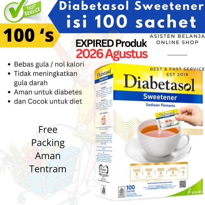 

Baru Diabetasol Sweetener No Calories 100 Sachet Pemanis Alami