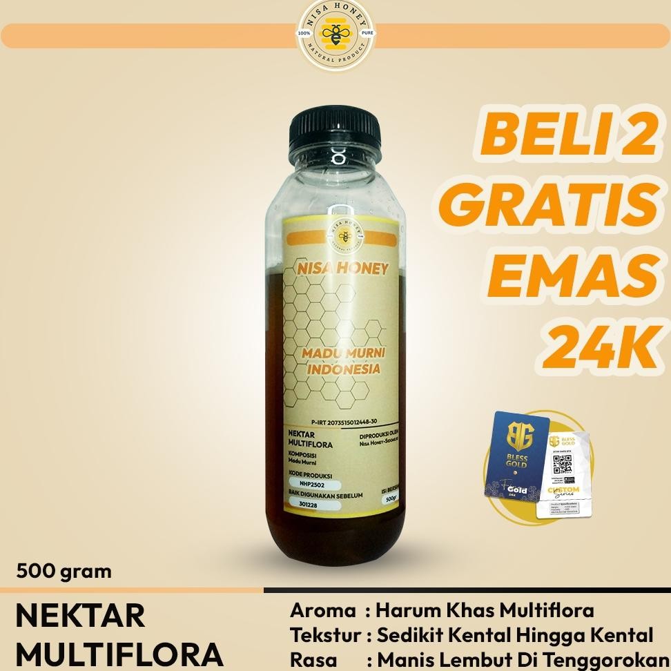 

(Terbaru) Madu Asli Murni 100% Tanpa Campuran Nisa Honey Nektar Multiflora 500 Gram (Terlaris)
