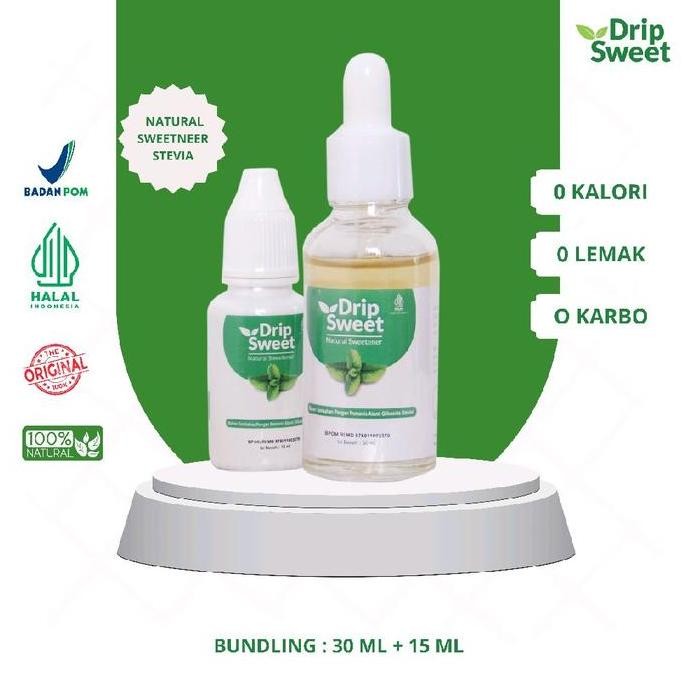 

Baru Drip Sweet Pemanis Alami 30ml (2pcs) + 15ml (2pcs) Stevia Cair