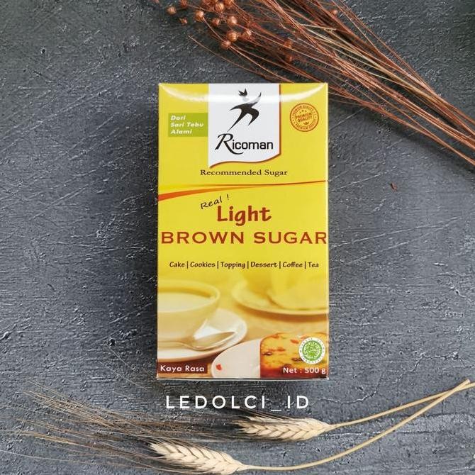 

Baru Ricoman Light Brown Sugar 500gr - Gula Coklat Kotak Premium