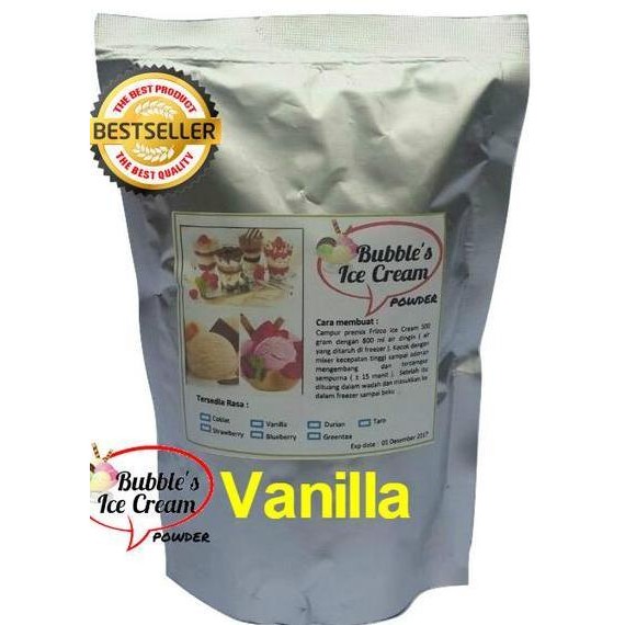 

Baru Vanilla Bubbles Ice Cream Premix 500gr | Bubuk Es Krim Vanilla