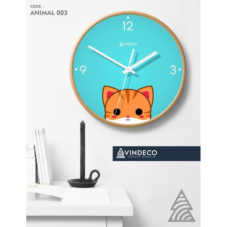 Jam Dinding Unik / Jam Lucu / Cat /Animal /Kucing /Jam Anak/ Vindeco 3