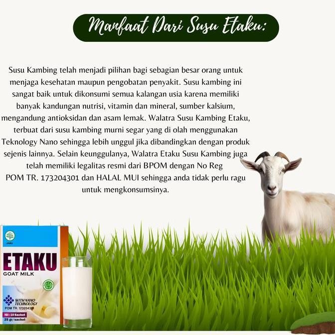 

Grosir Susu Kambing Etaku Peninggi Badan Anak-Remaja-Dewasa Herbal Vitamin D Untuk Kesehatan Tulang