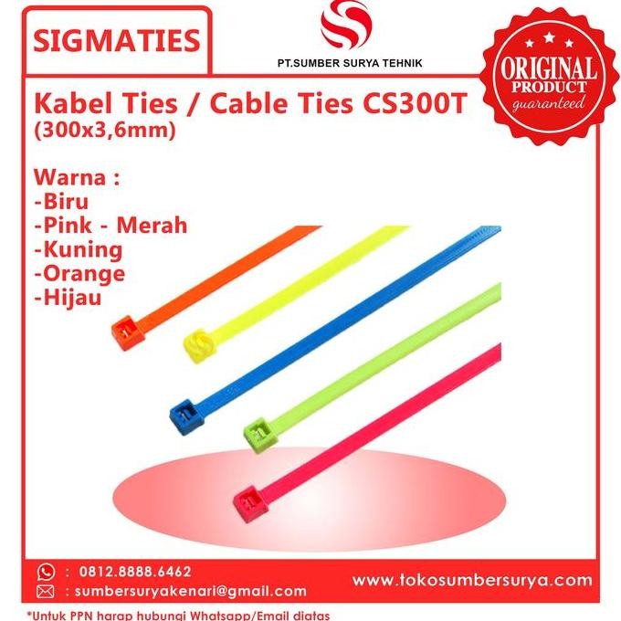

Diskon! Kabel Ties Sigma CS300T 300x3.6mm Warna Campur Serbaguna - 100pcs