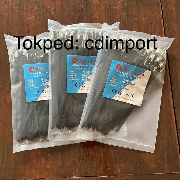 

Diskon! Cable Ties Stainless PVC Coated Vee-Lock 4.6x150mm - Isi 100pcs Anti Karat