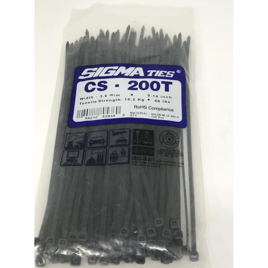 

Diskon! Kabel Ties SIGMA CS-200TB 3.6x200mm Hitam Isi 100pcs - Tali Pengikat