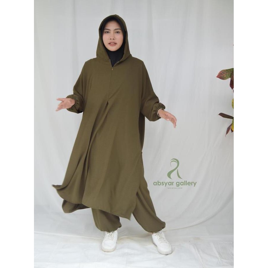 (Allthebest) ALEYYAH ONE SET HOODIE SPORTY HIJAB SETELAN ABAYA WANITA MUSLIMAH DEWASA TERBARU BAHAN 