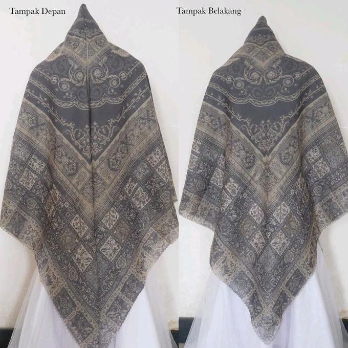 (Allthebest) jilbab jumbo syar'i motif rashiqa 140x140 voal premium /kerudung motif Square Muslim Se