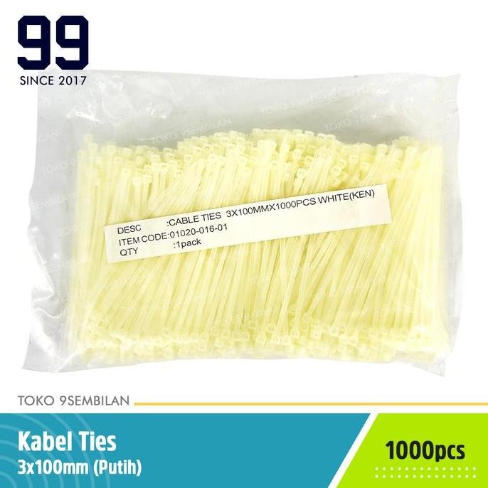 

Diskon! Cable Ties Nylon 3x100mm Putih Isi 1000pcs Tali Ikat Kabel