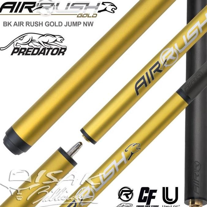 Predator Air Rush Gold Carbon Jump Cue NW - Limited Edition Stick Billiard Bola Loncat Karbon