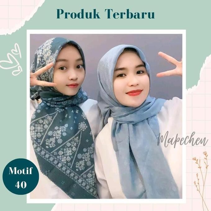 (Allthebest) Edisi Hijau - Hijab VOAL MOTIF PREMIUM Hijau Jotol Emerald Tosca Sage Jilbab Segiempat 