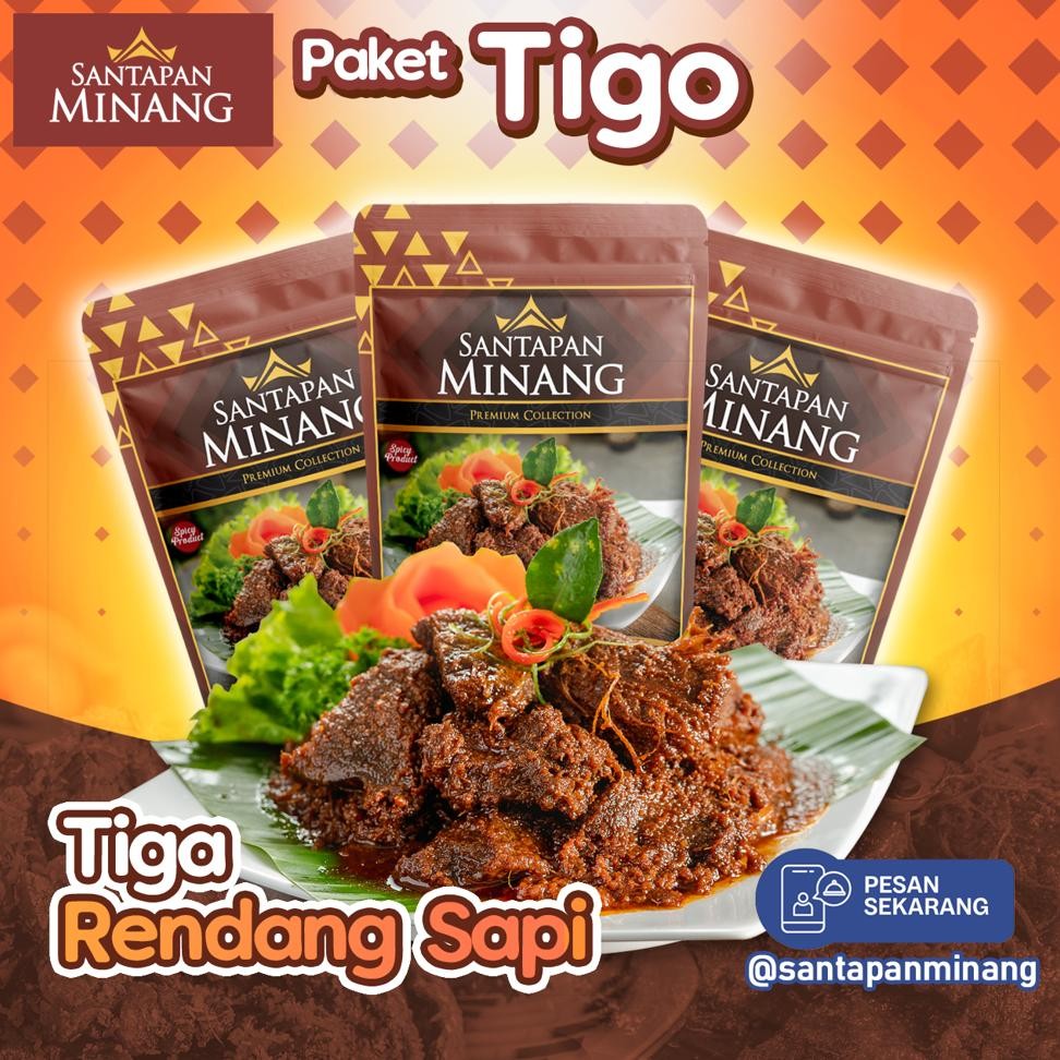 

Paket Tigo Rendang Daging Sapi Asli Khas Padang Santapan Minang Terbaru