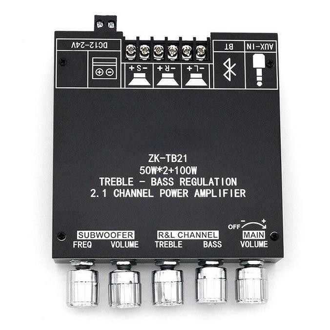 ZK-TB21 TPA3116D2 BLUETOOTH 5.0 PENGUAT SUBWOOFER PAPAN 50WX2 + 100W 2.1 CHANNEL POWER AUDIO PENGUAT