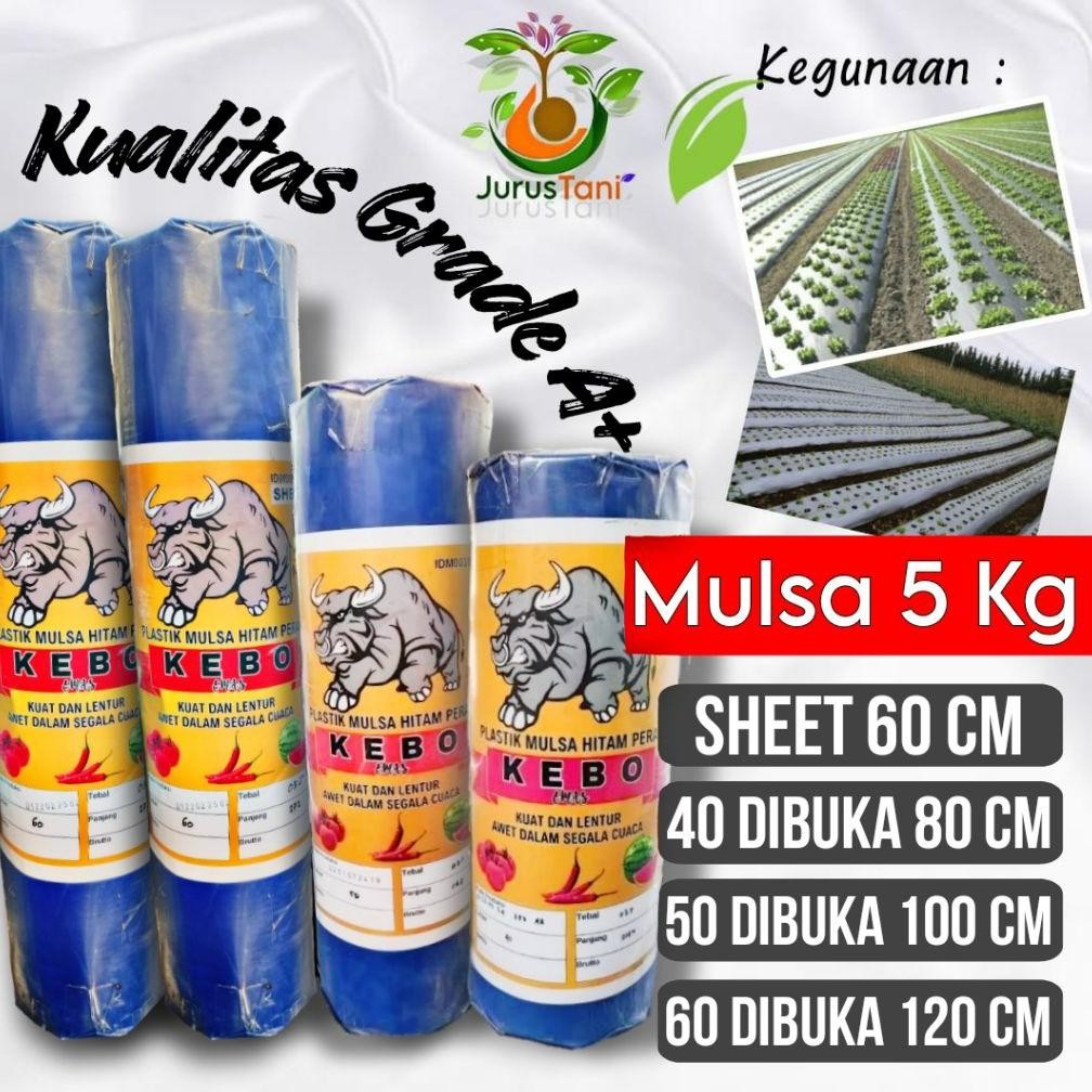 Plastik Mulsa Hitam Perak 1 Roll 5 Kg/Mulsa Pertanian Cap Kebo MURAH