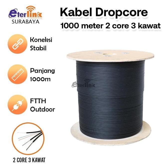 Fo 1000 Meter | 2 Core 3 Seling | Kabel Dropcore Fo Co