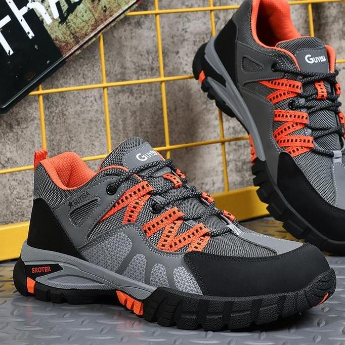 Alfathi Sepatu Safety Ori By Guyisa Grey Orange New Stok