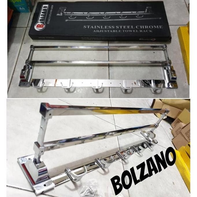 RAK HANDUK LIPAT 2 BARIS BOLZANO STAINLESS STEEL KAMAR MANDI HARGA GROSIR STOK TERBATAS