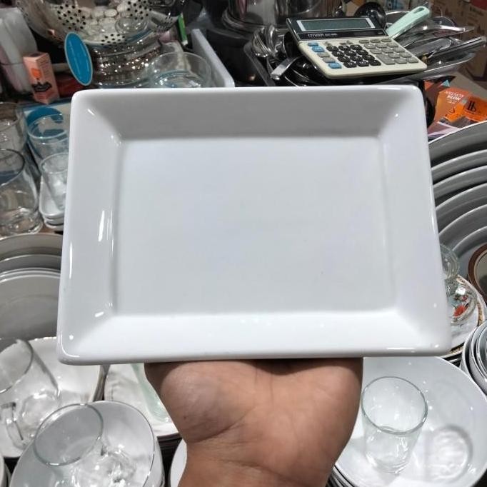 (Allthebest) piring saji persegi panjang 17 x 13 cm / piring kotak BLANC PORCELAIN